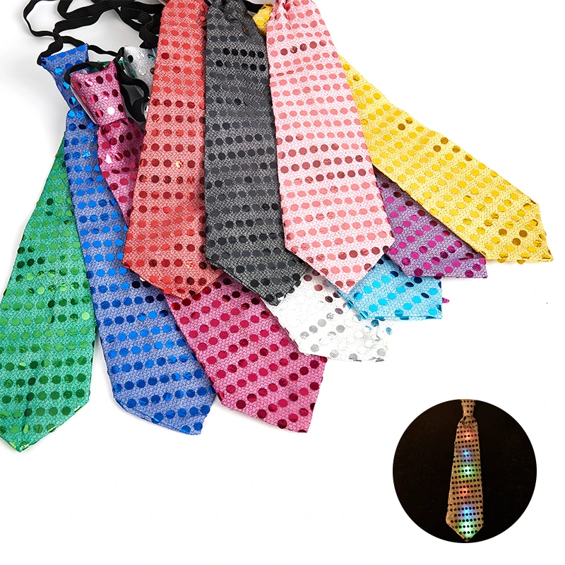 

Mens Bowtie LED Flashing Light Up Sequin Necktie Club Bar Xmas Party christmas