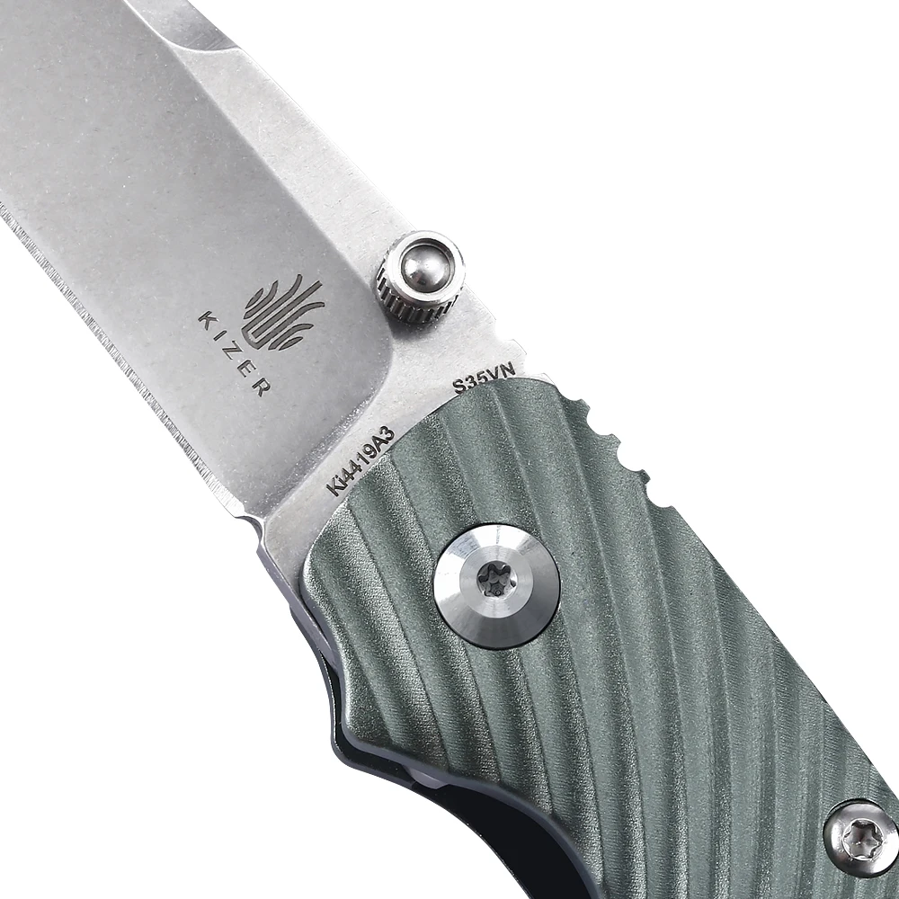 

Kizer Tactical Knife Ki4419A3 Sliver EDC Flipper Knife S35VN Blade Aluminum Handle Camping Tools