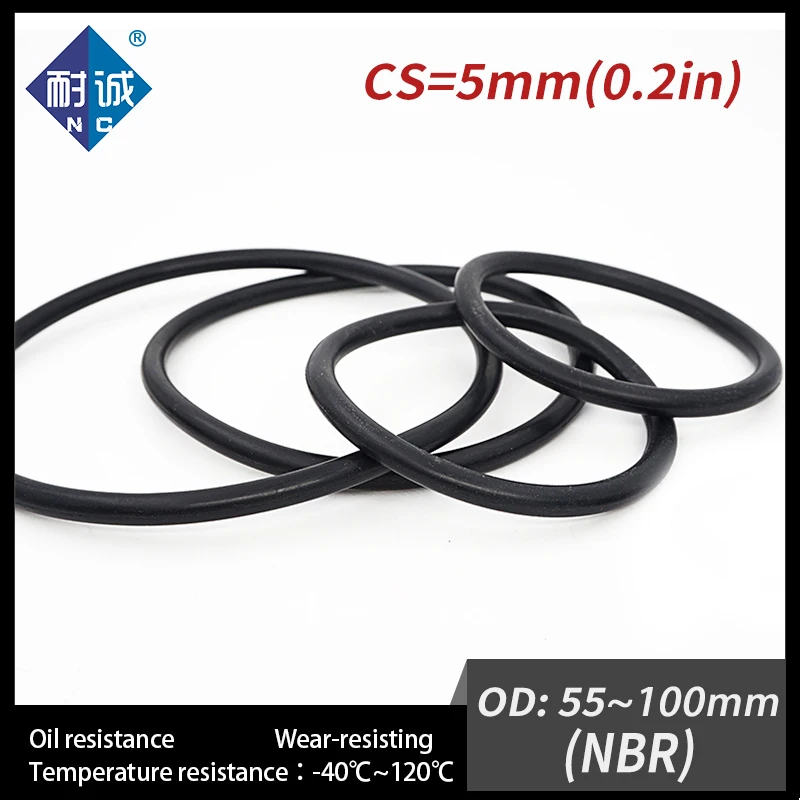 Резиновая водостойкая прокладка 5 шт./лот черная NBR CS5mm OD55/60/65/70/75/80/85/90/95/100 мм