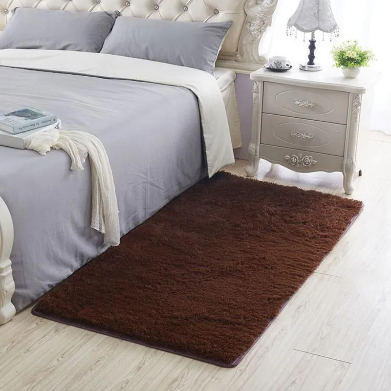 Coffee High Quality Big Size Bathroom Carpet Floor Rug Bedroom Kitchen Bathroom Mat Sofa Rug 1pcs Rectangle Solid Bath Mat Doorway Rug - Цвет: Coffee