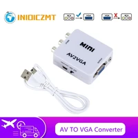 inioiczmt 1080p mini video convertor rca av to vga video converter conversor with 3 5mm audio av2vga cvbs audio to pc hdtv