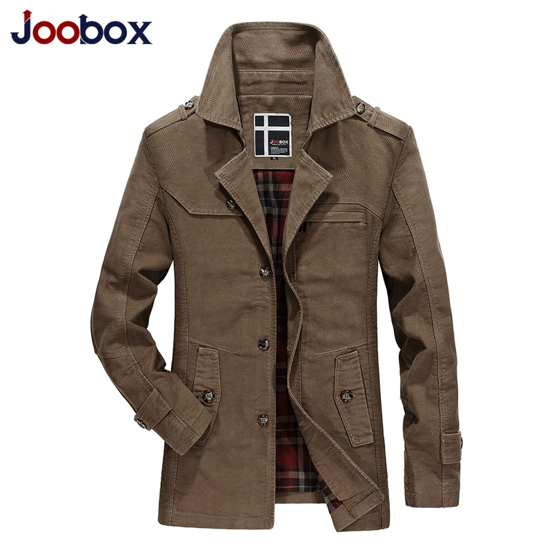 Joobox New Men Fashion Jacket Coat Spring Brand Men's Casual Fit Wild Overcoat Jacket Solid Color Trench Coat Male