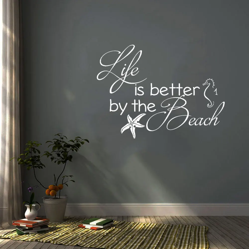 

Life Is Better By The Beach Wall Stickers Home Decor Living Room Vinilos Paredes Vinyl Wall Art Decal Wall Stickers DW6811