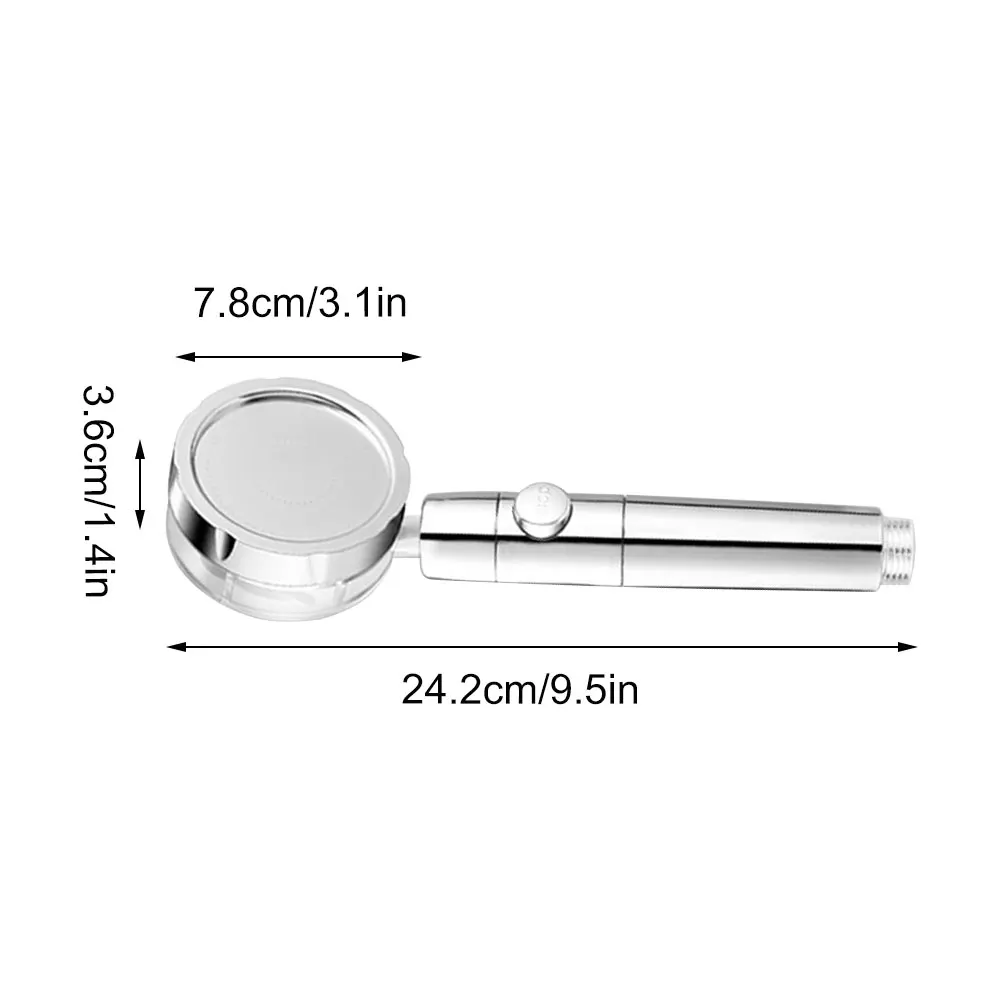 

High Pressure Rain Shower Spary Head Handheld Hydrodynamic Rotation Turbocharged Settings Water Saving Showerhead With ON/OFF