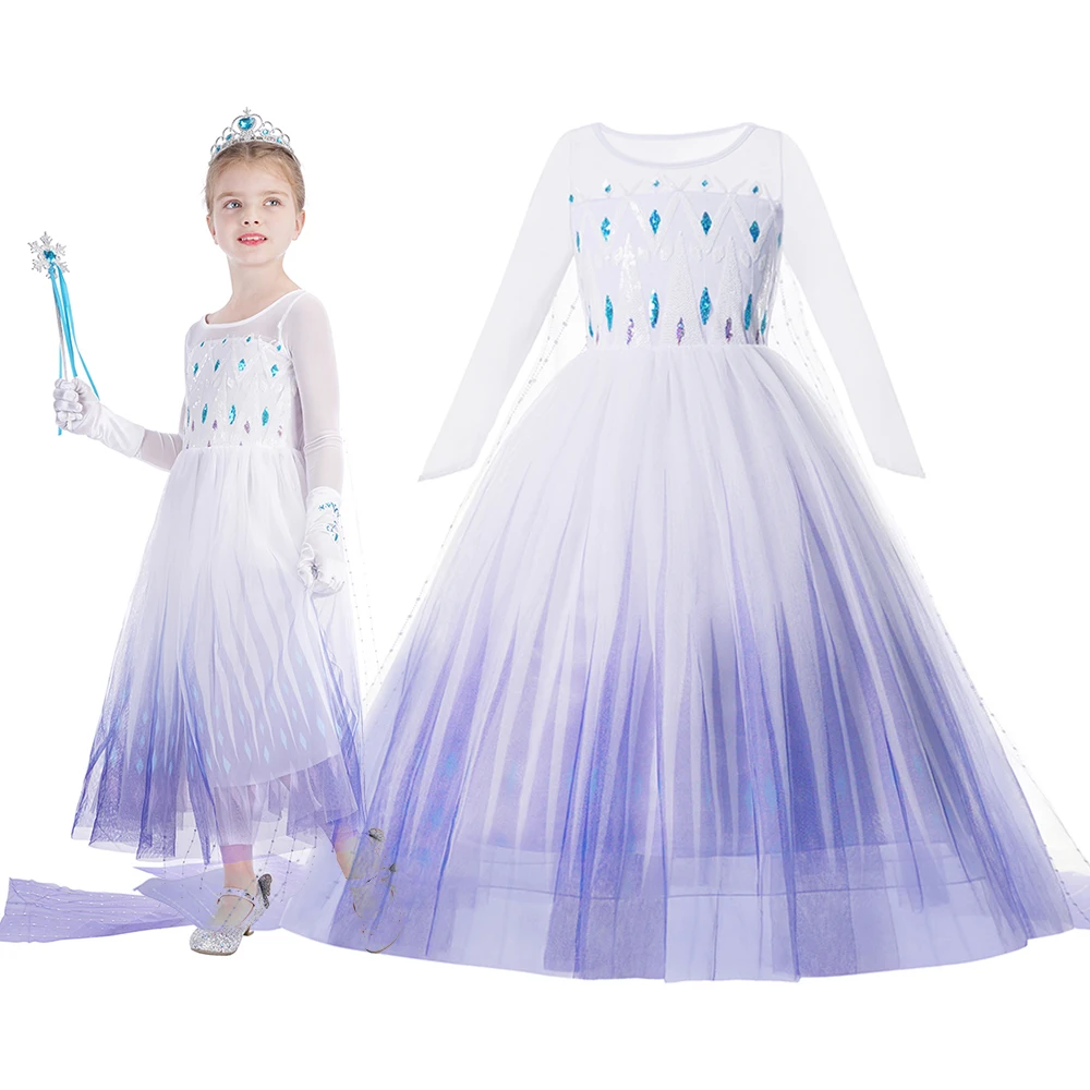 Anna Elza Girls Dress Cosplay Snow Queen Princess For Girl Costume Baby Children Clothes Kids Halloween Party | Детская одежда и