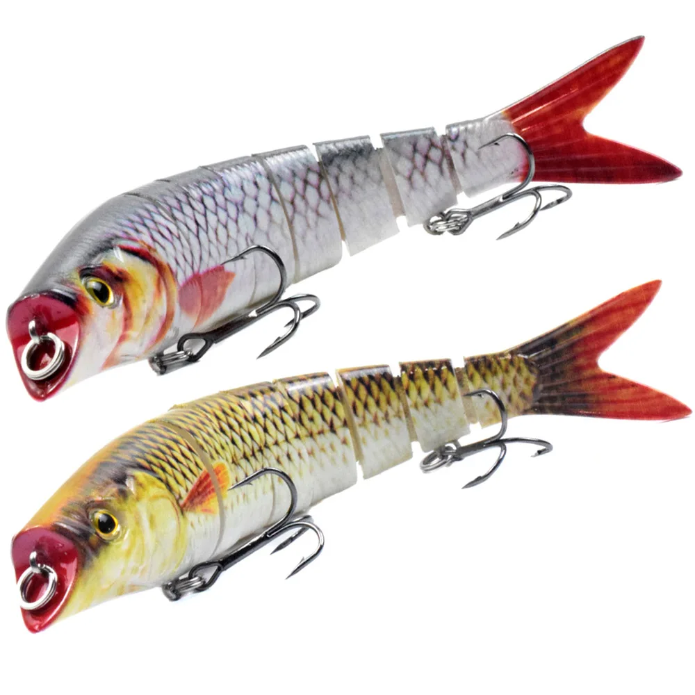 

140MM 21.5G Sinking 8 Segments Multi Jointed Swimbait Wobble Minnow NO.6 Treble Hooks 3D Eyes For Catfish Elopichthys Bambusa