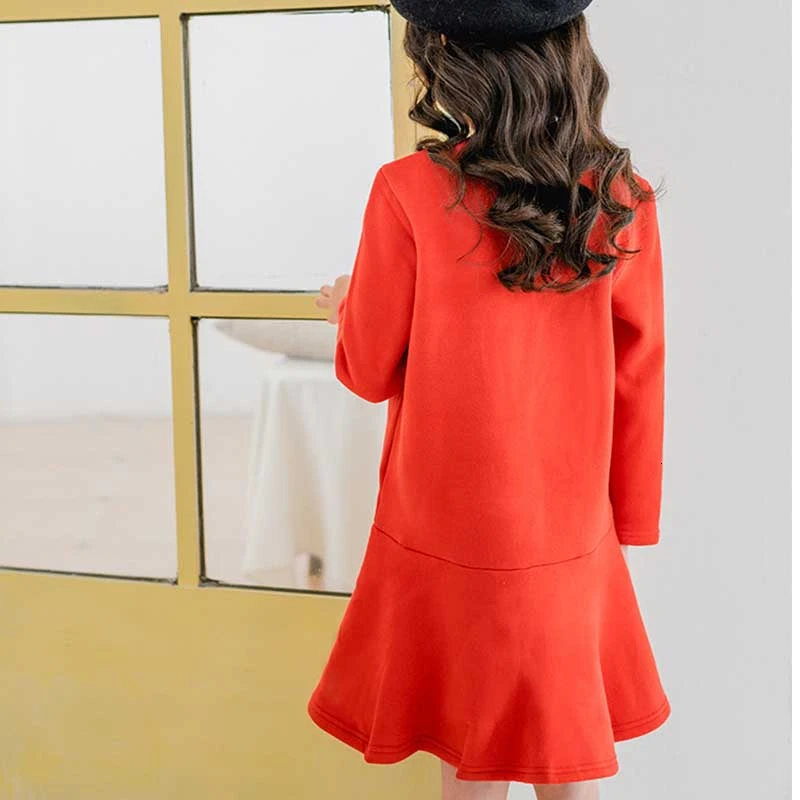 Рождественское флисовое платье в Корейском стиле для девочек сезон осень-зима