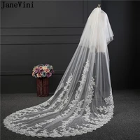 janevini lace applique bridal veil voile de mariee 3 5m wedding veil long with comb cathedral elegant two layers bride face veil