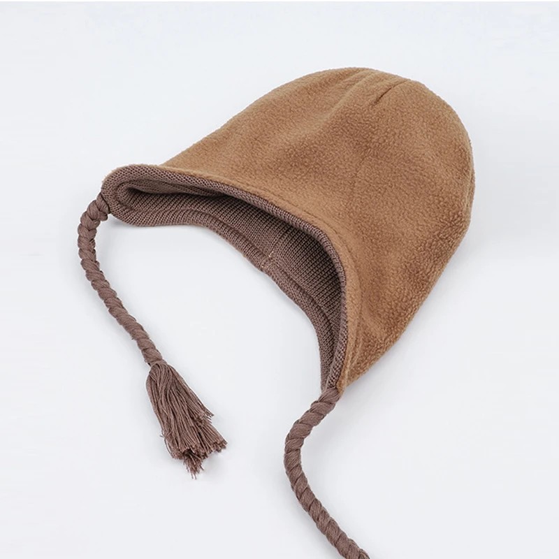 Зимняя шапка ушанка детская вязаная для мальчиков и девочек осенняя хлопковая