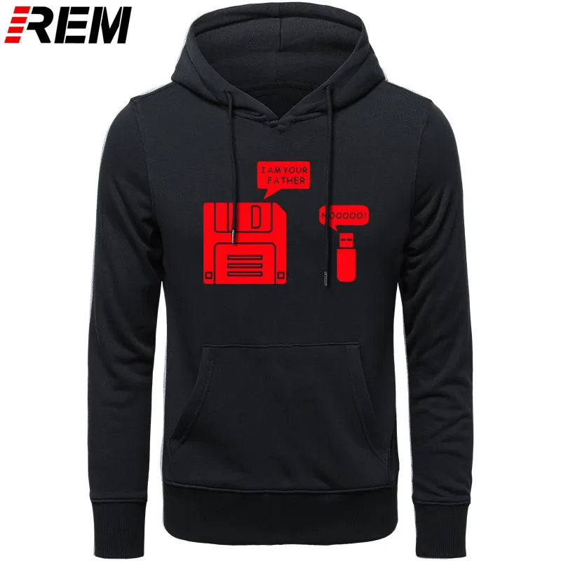 REM USB дискета я ваш отец мужские хлопковые с длинным рукавом юмором диск повседневные Camisetas Hombre мужские кофты с капюшоном, толстовки - Цвет: BLACK RED