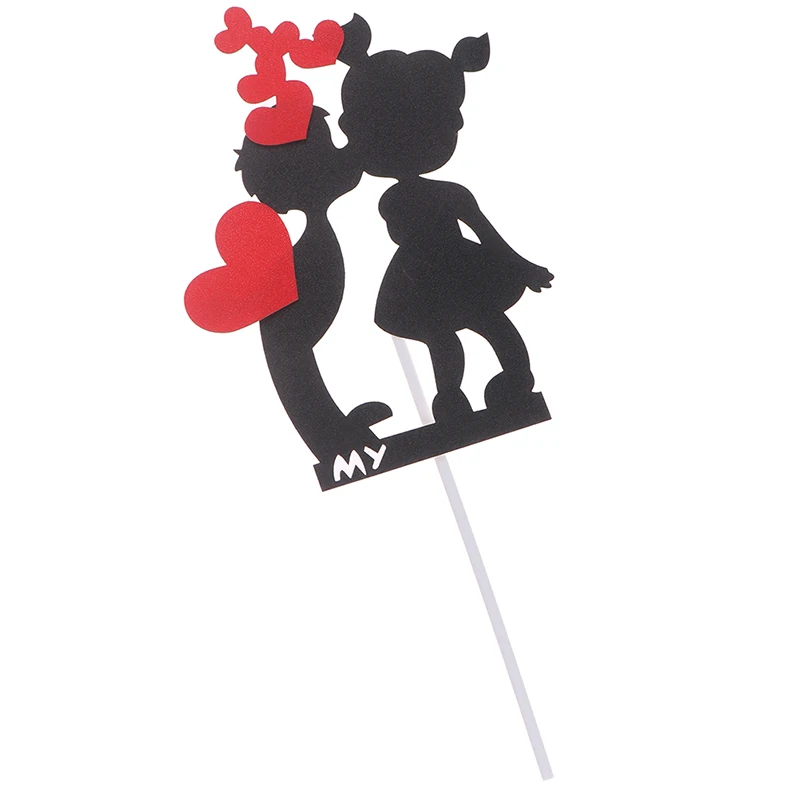 1 шт. черный мальчик и девочка с красным Топпер для торта в форме сердца Свадебная