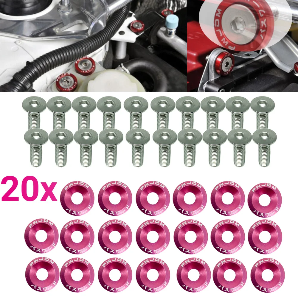 20pcs M6 JDM Car Modified Hex Fasteners Fender Washer Bumper Engine Concave Screws Car-styling | Автомобили и мотоциклы
