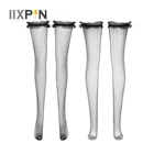 Высокие шелковые чулки, милые открытые прозрачные чулки до бедра с оборками, ажурные чулки выше колена, красивые чулки-чулки