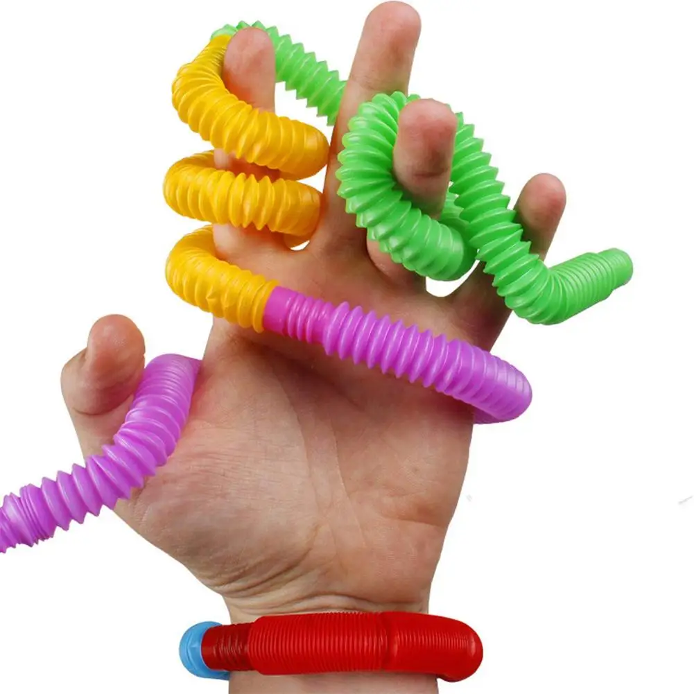 

1pc Fidget Toys Creative Magical Toy Colorful Circle Funny Toys Folding Plastic Pop Tube Coil Children'S Development Educational