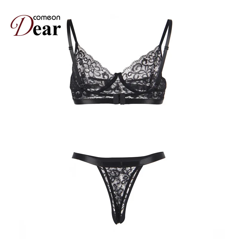 

Comeondear Beautiful Lace Flower Bra Set Transparent Push Up Underwire Ultrathin Lingerie Set Sexy Bralette Women Bras RA80884