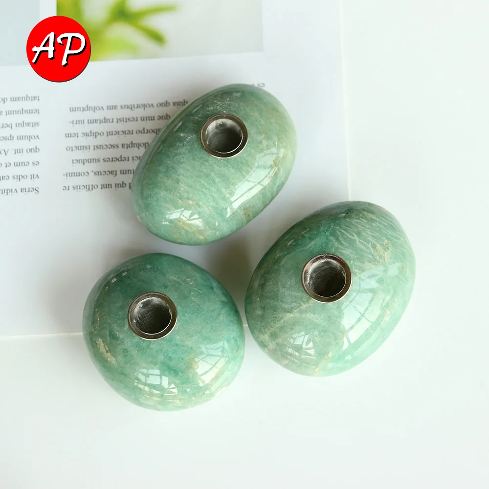 

Natural Quartz Smoking Pipe Amazonite Treatment Gem Tianhe Stone + 3 Strainer+1 Brush Handlebar Healing Reiki Crystal For Gift