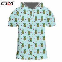 cjlm summer new fashion man hooded shirt fruit watermelon pineapple print 3d male top casual short sleeve sleeve top oversized