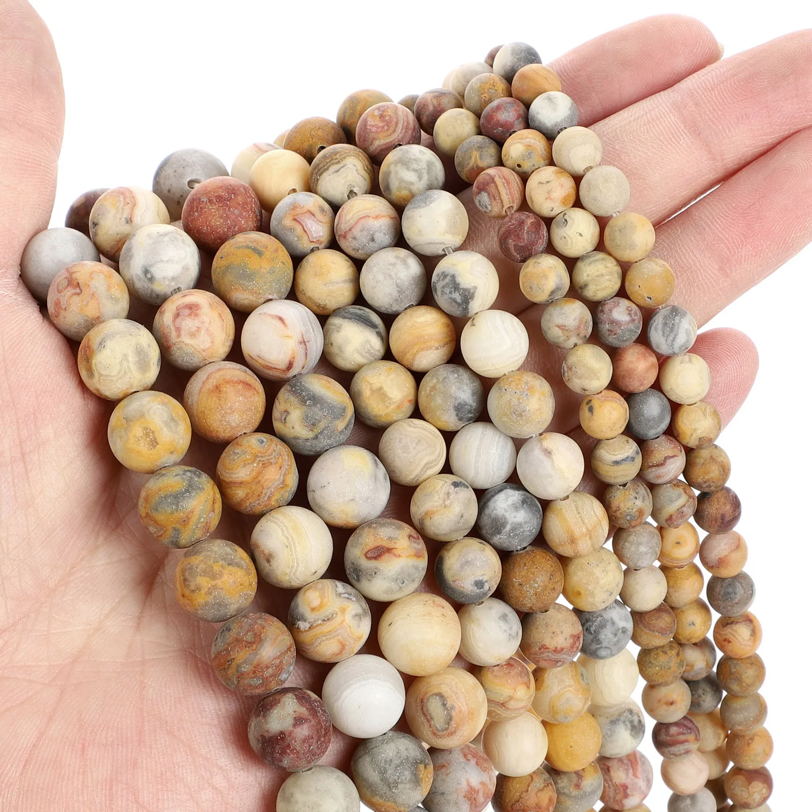 

Frosted Mad Agate Nature Stone Beads Round Loose Spacer Beads For Jewelry Making DIY Bracelet Necklace Accessories Charm