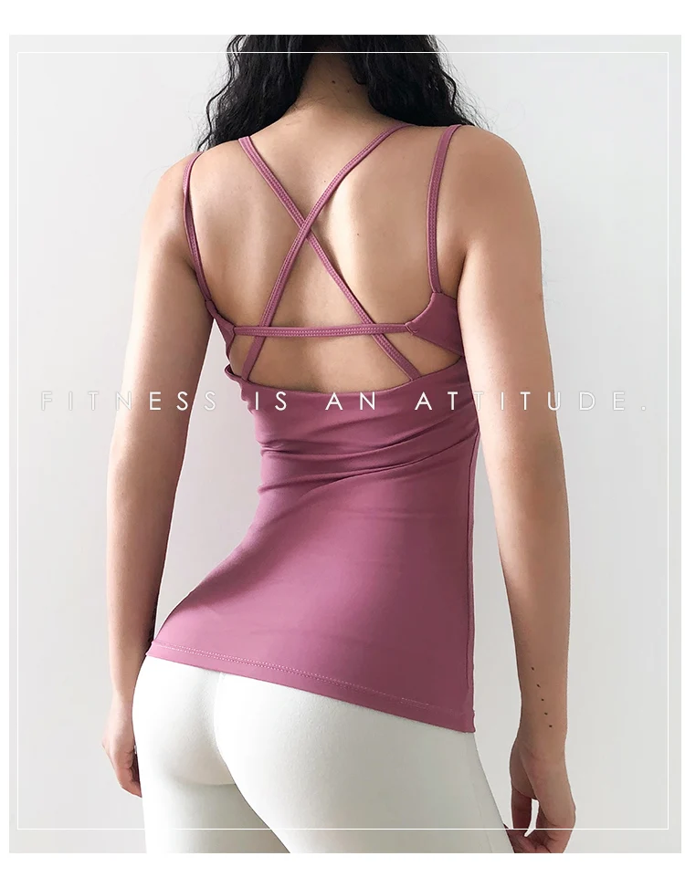 Colorvalue Back Cross Slim Fit спортивный жилет Топ для женщин дышащий мягкий тренировочный тренажерный зал без рукавов рубашки со съемными подушечками