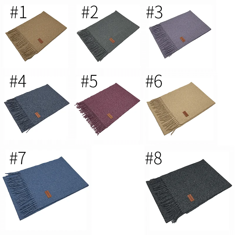 Новые зимние однотонные простые теплые мужские кашемировые шарфы с кисточками