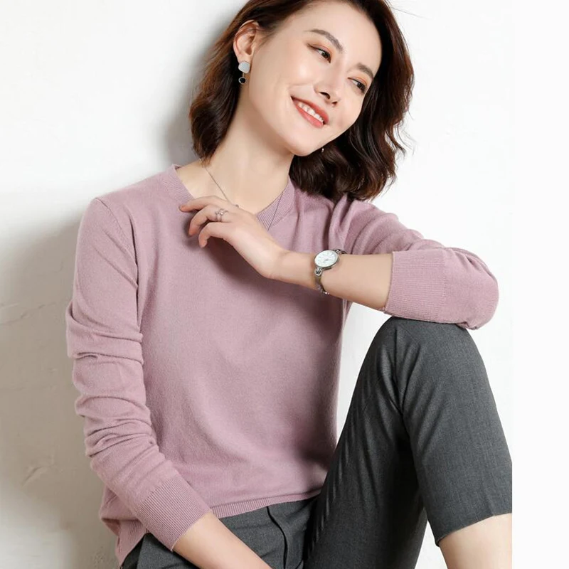

S-3XL Knitted Sweater Women 2021 Fashion Spring Autumn Winter Korean Ladies Blue Solid Jumper Pullover Female Knitwear