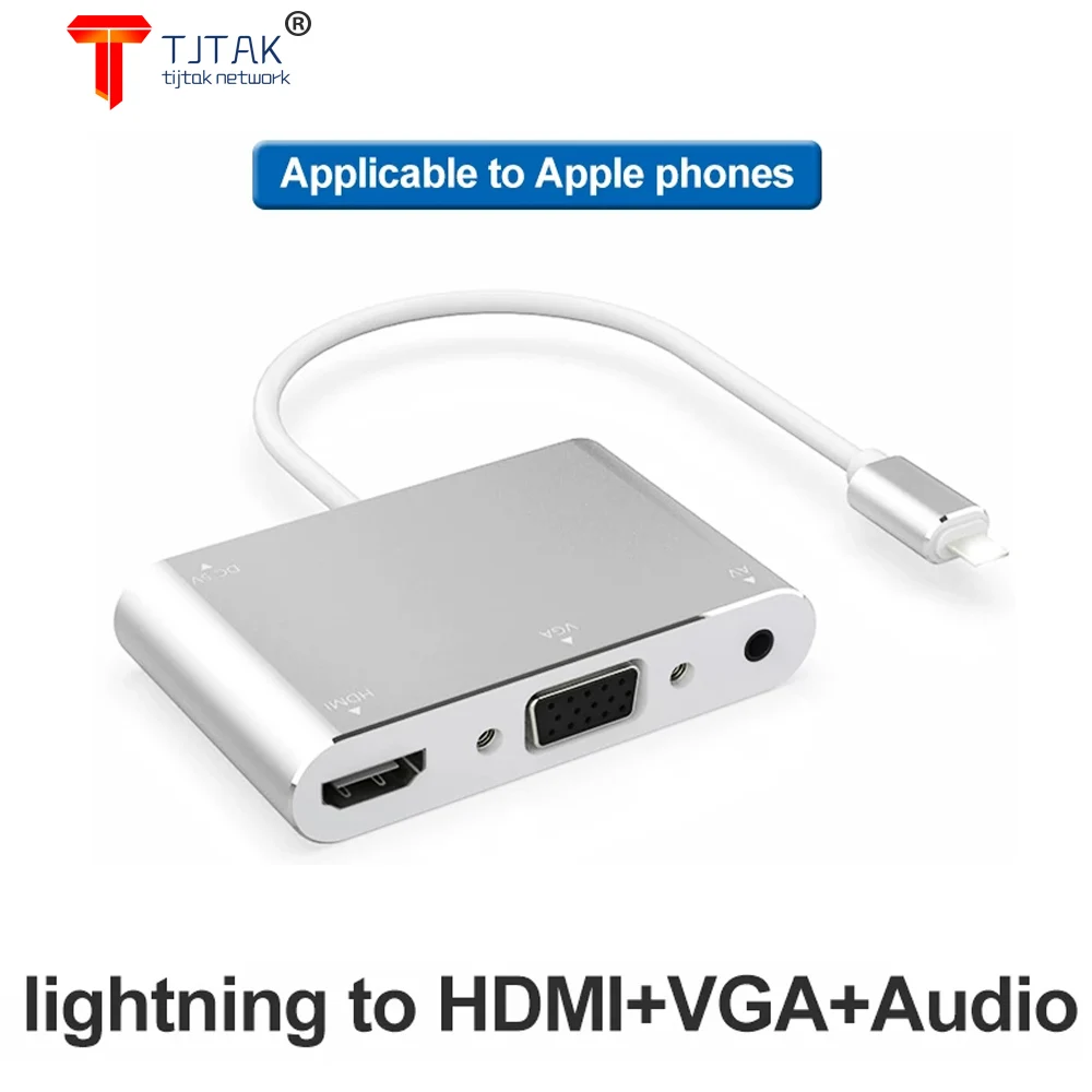 HDTV OTG Cabo Para iPhone A HDMI VGA 3,5mm Adaptador DE Audio Adaptador DE vídeo Para IPhone Estende Hub Para Iphone/ipad Ar/Min