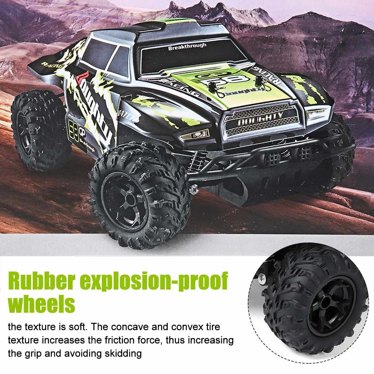 

Remote Control Car,2.4GHz All-Terrain 15Km/h Off-Road RC Monster Truck Toy with Battery for Boys Kid Christmas Gift