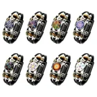 Многослойный кожаный браслет с изображением загадочного кубика Метатрона, геометрический священный цветок жизни, стеклянные браслеты с кнопками-застежками для мужчин и женщин