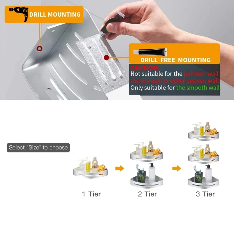 

Perforated Space-Free Aluminum Bathroom Storage Racks Bathroom Racks Wall-Mounted Triple-cornered Basket