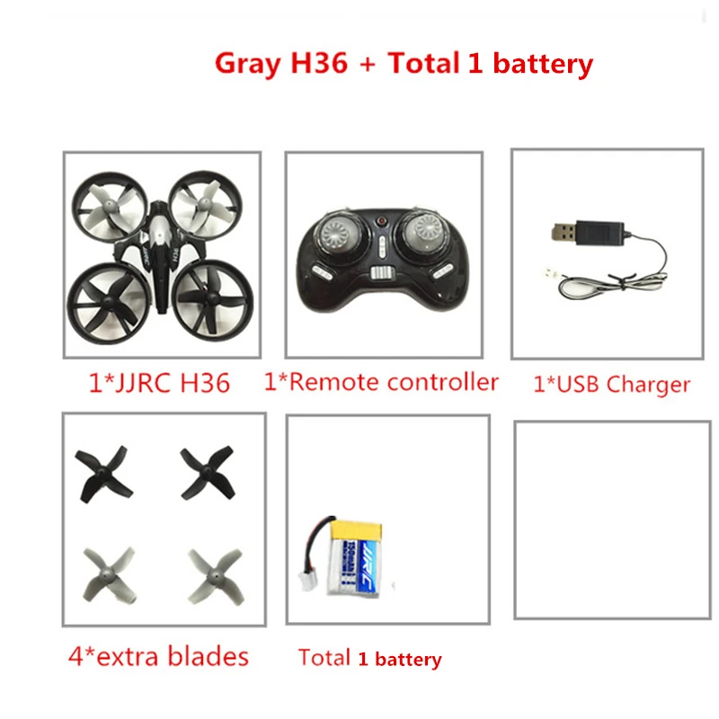 Gray 1 Радиоуправляемый вертолет JJRC H36 мини-Дрон 2,4 ГГц 6-Axis Gyro Безголовый режим один ключ возврата RC Квадрокоптер с дистанционным управлением VS JJRC H8 мини H20 Дрон - Цвет: Gray 1