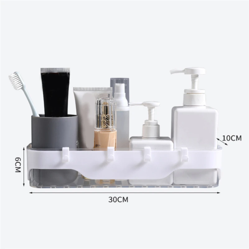 

Wall-mounted Storage Rack Bathroom Toilet Kitchen Drain Rack Organizer Shelves with Hook Shower Toiletries Holder Stand Home