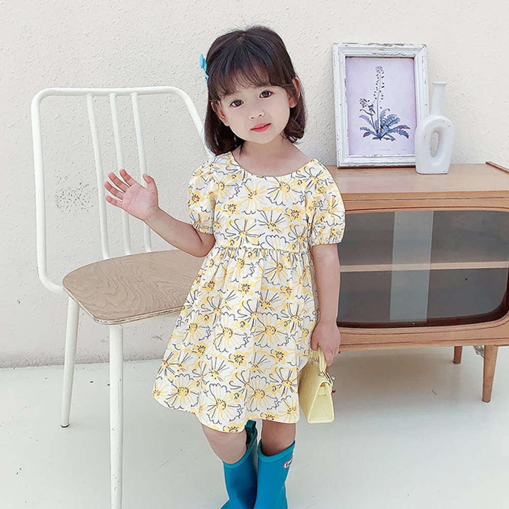 

Summer dress kids clothes girls Summer light dresses Dress for girls Children's dresses Cotton print A-line skirt dress 3-8 year