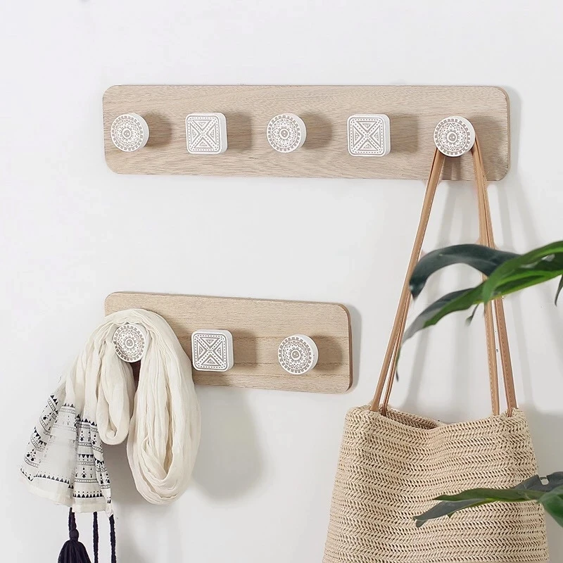 Фото Nordic деревянные вешалки для одежды крюк в стену дома декоративные Ключница