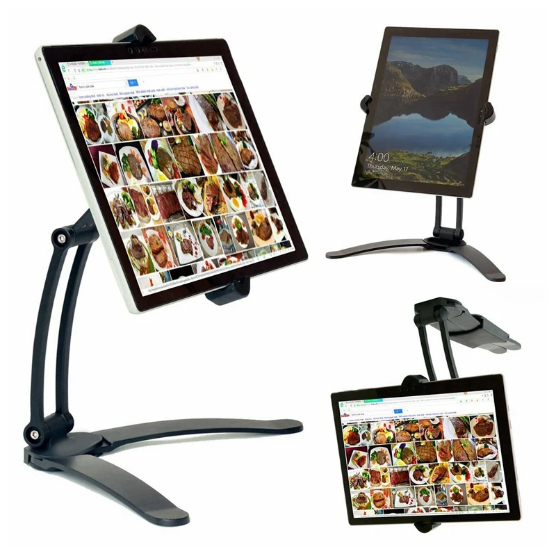 Кухонная настольная подставка для планшета, подставка, настенный держатель для iPad Pro 12,9 IPAD Air Iphone, поддержка 5 дюймов-10,5 дюймов (черный) от AliExpress WW