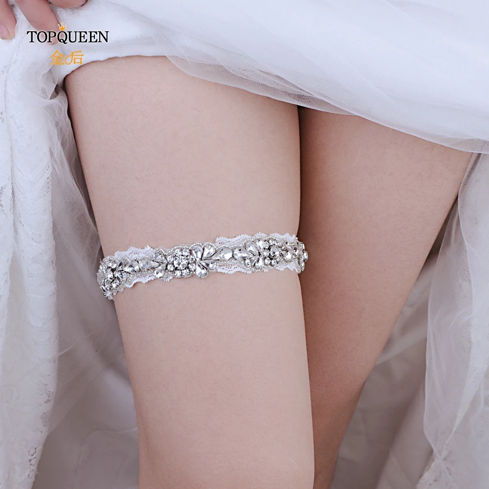 S235-D TOPQUEEN, Свадебные Подвязки для невесты с белой стразы, 1 шт.