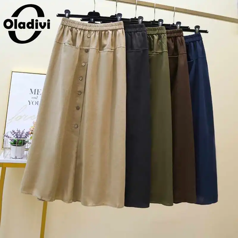 

Oladivi, 5 цветов, одежда оверсайз, женские юбки оверсайз, женская повседневная юбка, Новое поступление на весну и лето