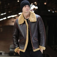 sheepskin fur shearling coat brown real fur coat thick winter warm coat natural fur jackets for men