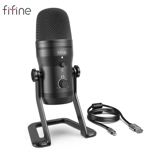 FIFINE USB микрофон для записи компьютера Podcast Mic для ПК/PS4/Mac, четыре модели звукоснимателя для вокала, игр, ASMR,Zoom-class(K690)