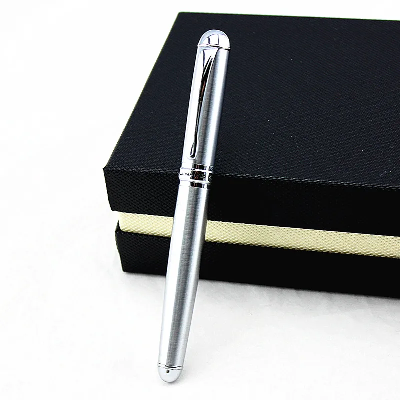 Перьевая ручка Jinhao 750 металлическая из нержавеющей стали серебристая отделка