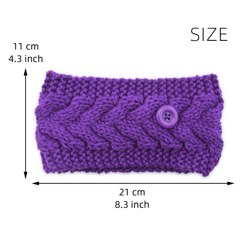 

Button wool headband cross anti-leaf ear protection turban warm knitted hairband winter woman hair accessories