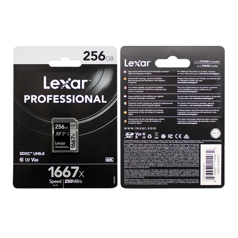 Lexar 100% Original 1667x SD Card UHS-II C10 64GB 128GB High Speed 250MB/s 256GB V60 U3 Memory For 3D 4K HD video Camera | Компьютеры и
