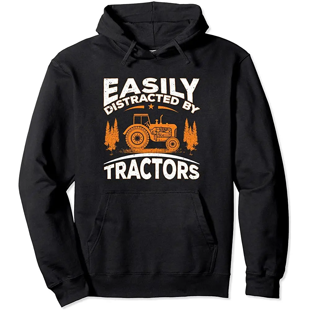 

Funny Farming Quote Gift Easily Distracted By Tractors Pullover Hoodie
