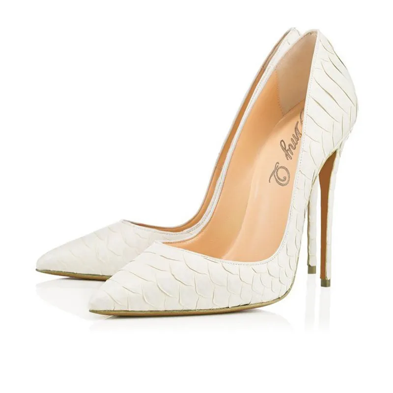 

Women's Sexy White Snake wedding shoes grey pointed super high heel women's shoes