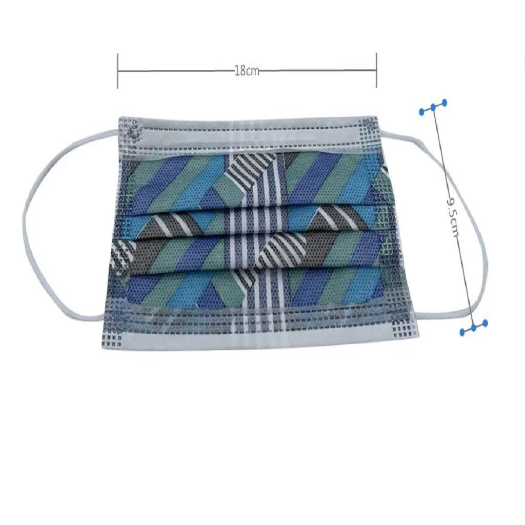 

50pcs Print Adult Disposable Face Mask Non-woven Anti-pollution And Breathable Mouth Mask Anti-uv Printing Mask Cubrebocas