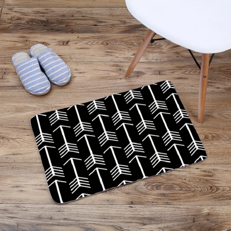 Креативный клетчатый дверной коврик Нескользящие черно-белые коврики с