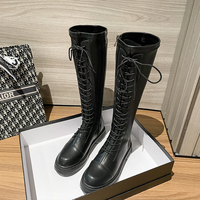 Длинные сапоги женская обувь до колена Новые облегающие высокие рыцарские