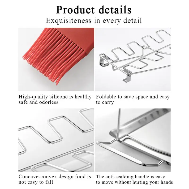 

Chicken Leg Wing Grill Rack Stainless Steel Roaster Stand with Drip Tray for Smoker Grill Oven BBQ Picnic Outdoor Party