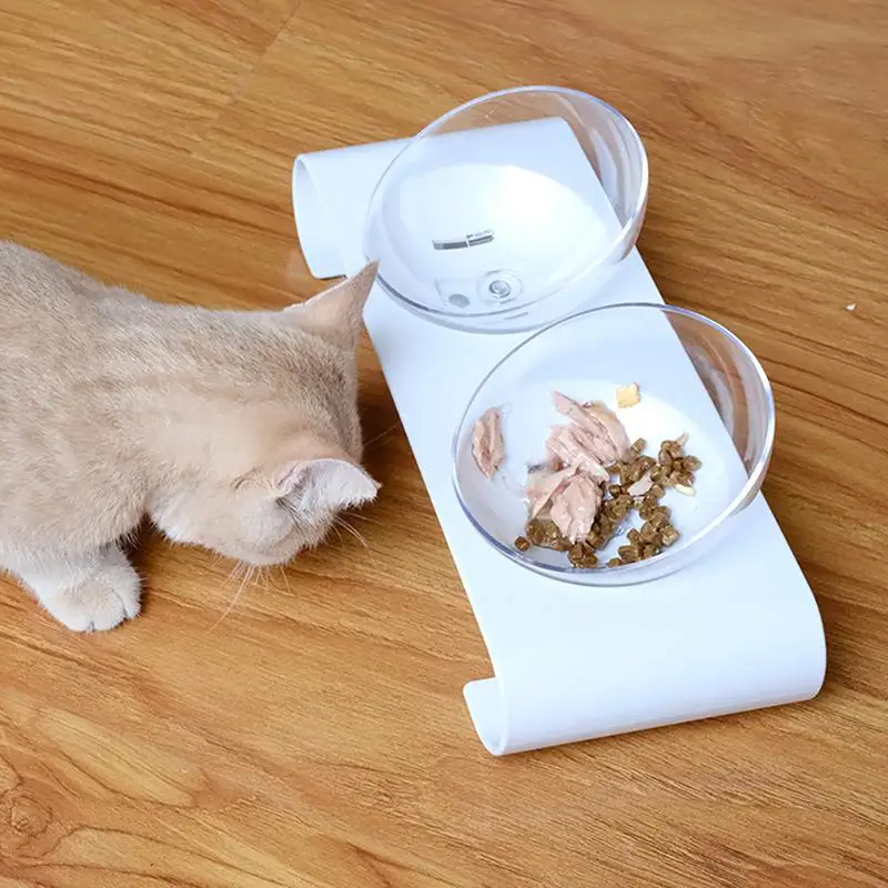 Двойная миска для кошек Нескользящие миски питомцев и воды собак защитные шейные