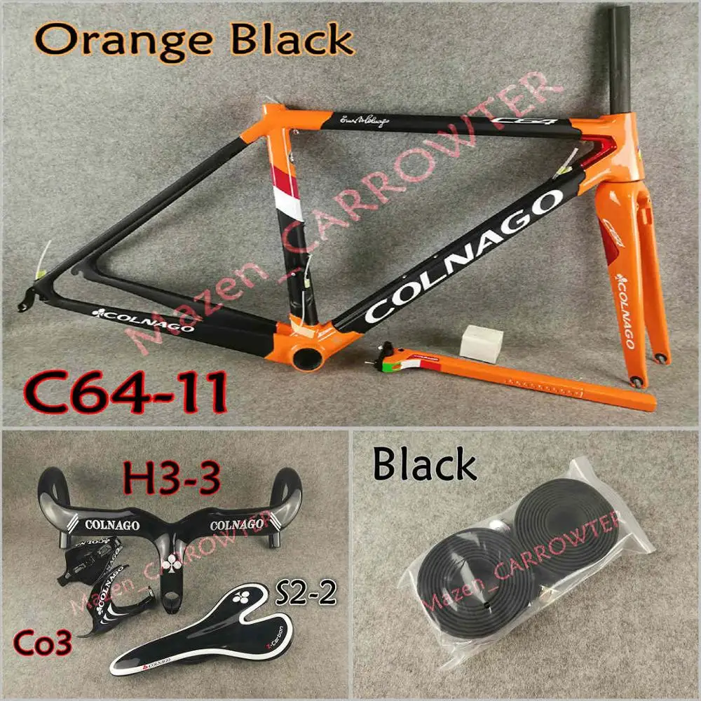 Package 2 T1100 UD МАТОВЫЕ-глянцевые оранжевые черные Colnago C64 карбоновые шоссейные рамы, седло для бутылки, клетки 50 мм карбоновые колеса UPS XDB - Цвет: Package 2