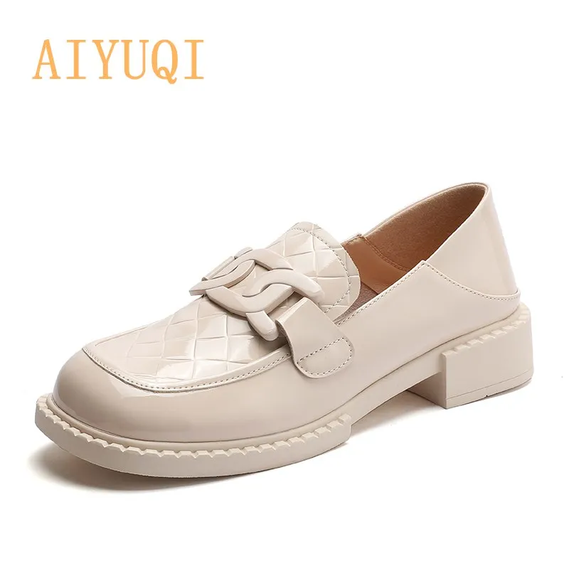 

AIYUQI Shoes Women Spring 2021 New Low-heel Casual Women Shoes Genuine Leather Square Toe Korean Loafers Women